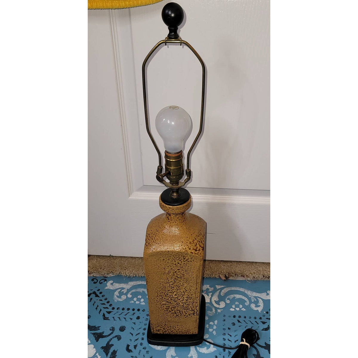 vintage Studio Art pottery brown thrown lamp light Signed Mary Martin 2001