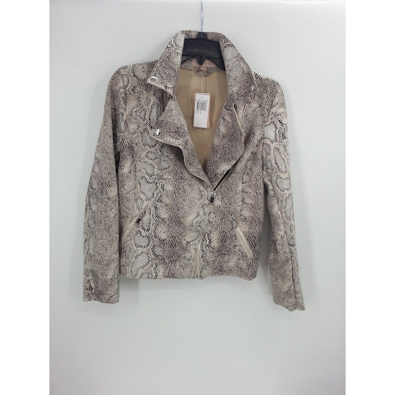 Philosophy Apparel Snake Print Faux Suede Leather Moto Jacket Sz Small NEW