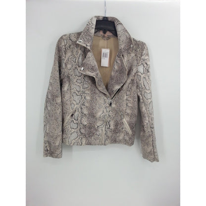 Philosophy Apparel Snake Print Faux Suede Leather Moto Jacket Sz Small NEW