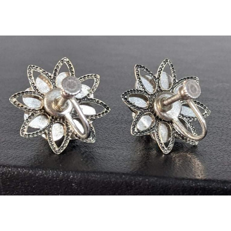 Vintage Faux Turquoise Silver Clip On Earrings