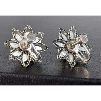 Vintage Faux Turquoise Silver Clip On Earrings