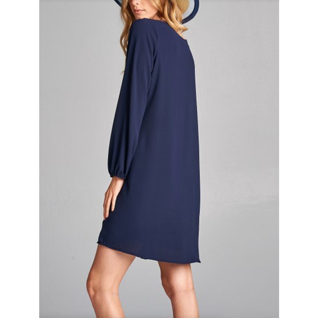 Love Kuza Navy Classic Crepe Shift A-line Dress Size Large