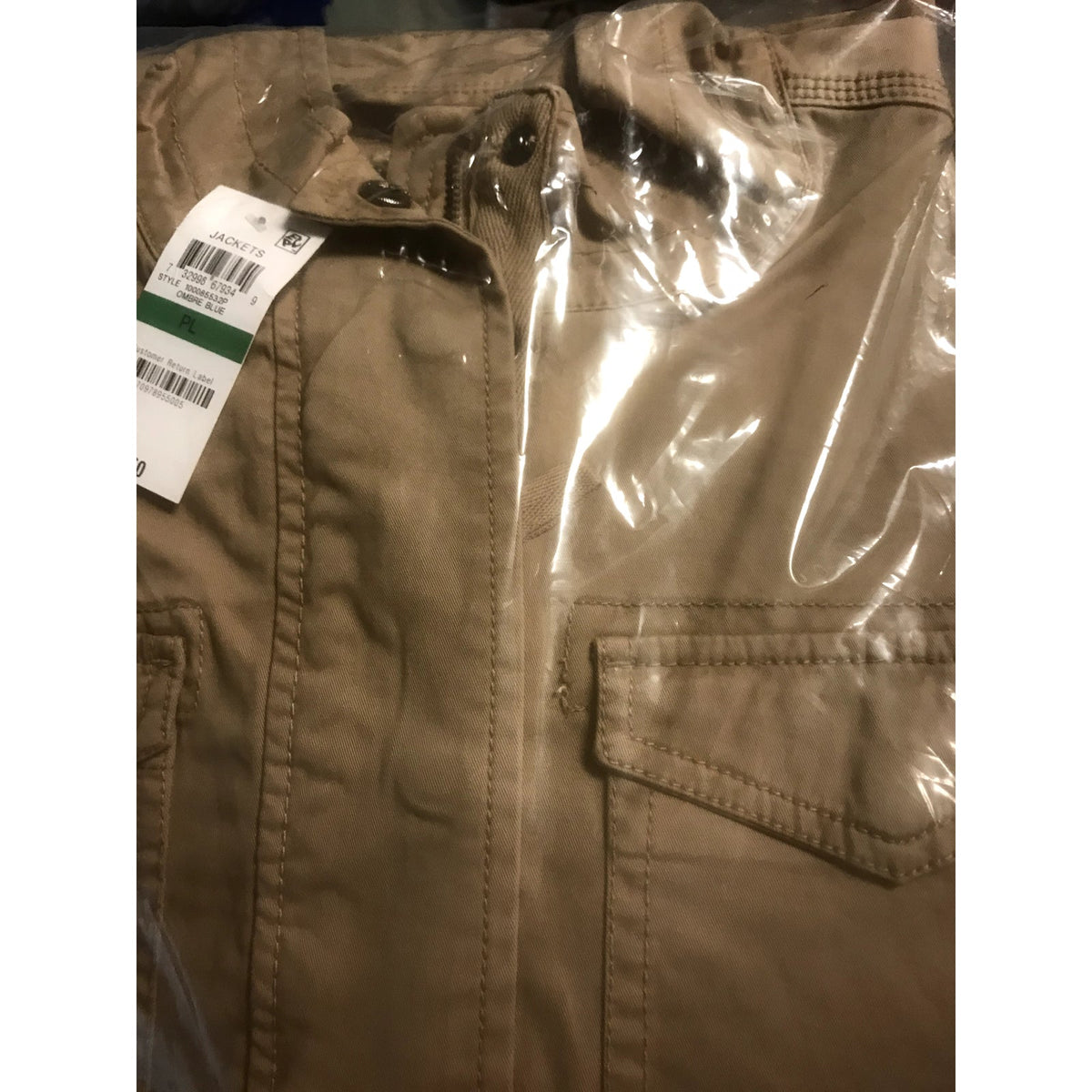 Style & Co NWT Flap Pocket Motorcycle Twill Jacket Zip-Up Long Sleeve Petite Large