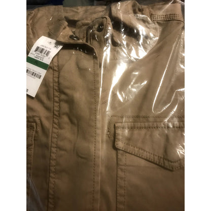 Style & Co NWT Flap Pocket Motorcycle Twill Jacket Zip-Up Long Sleeve Petite Large