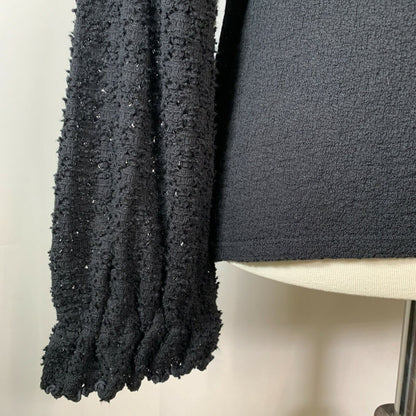 Madewell Long Crochet Textured Sleeves Cotton Knit Top Womens Small Black NWT