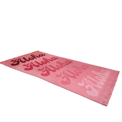 MODA NWT Aloha Rectangle Beach Towel Fringe BLANKET  Pink Red Pool Cruise large