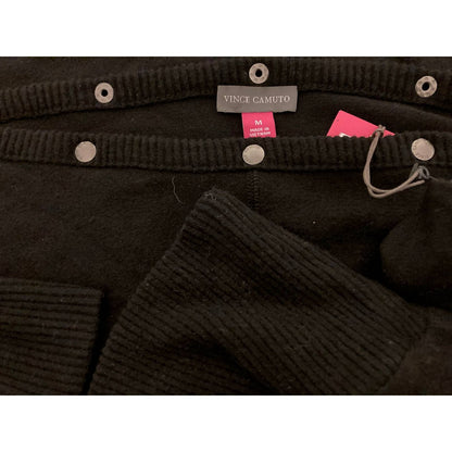 Vince Camuto Women's Snap Trim Dolman Sleeve Sweater Size Medium Black NWT Cozy