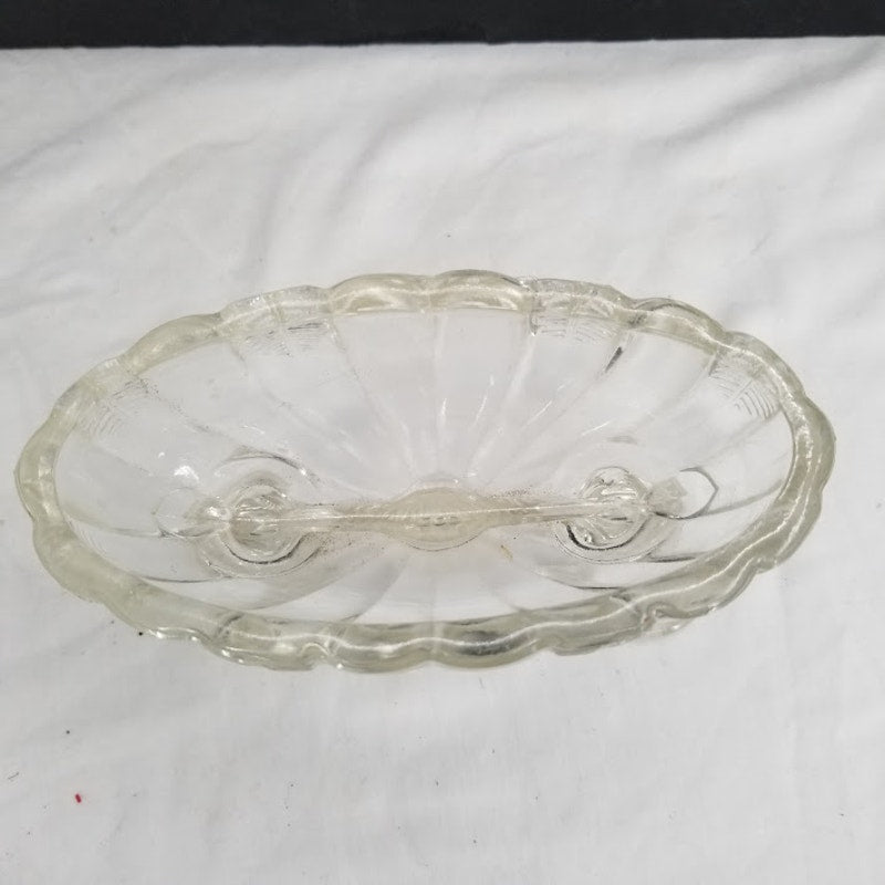 Vintage Pair Glass Double stick Candlestick Holders clear Pressed
