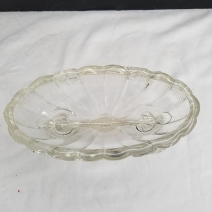 Vintage Pair Glass Double stick Candlestick Holders clear Pressed