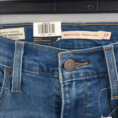 Levi's Premium 724 High Rise Straight Cropped Jeans Zip Fly Blue Size 27