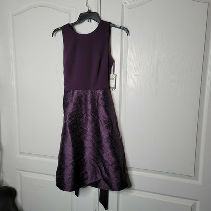 Lauren Ralph Lauren Bow Jacquard Midi Dress Sleeveless Scoop Neck Purple Size 4
