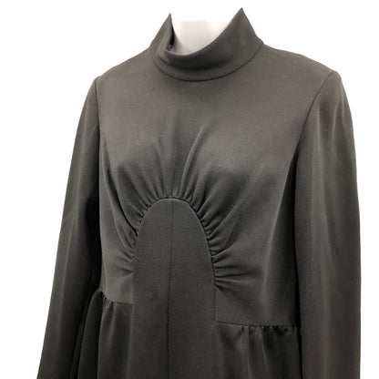 Alison Ayres Original Vintage Black Maxi Polyester Long Sleeve Modesty 1970s