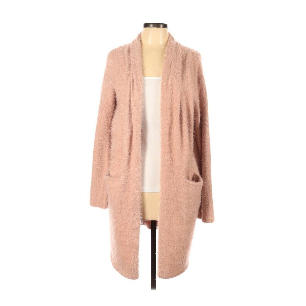Lush OVERSIZED Cardigan Sweater Long Sleeve fUZZY  COZY Pockets Pink NEW Large