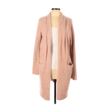 Lush OVERSIZED Cardigan Sweater Long Sleeve fUZZY  COZY Pockets Pink NEW Large