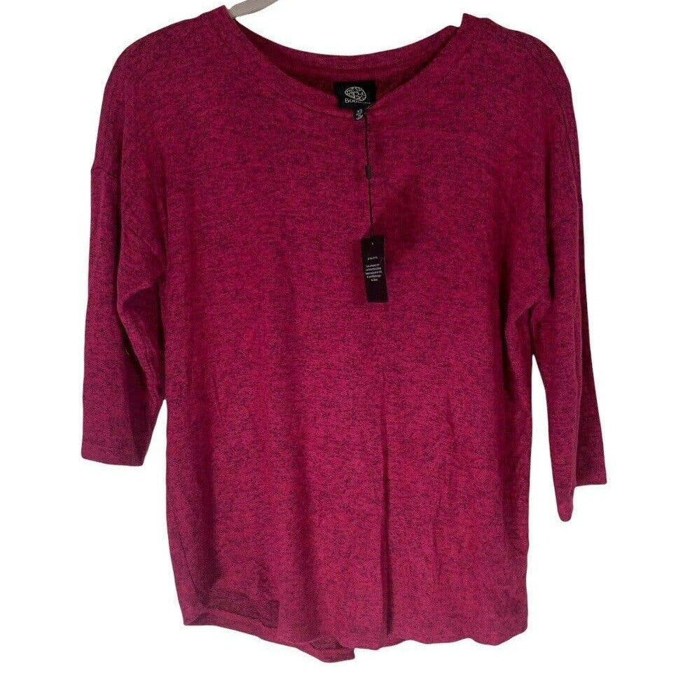 Bobeau Crisscross Split Back 3/4 Sleeve Top Sz XS/Extra Small Red Bud NWT