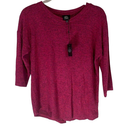 Bobeau Crisscross Split Back 3/4 Sleeve Top Sz XS/Extra Small Red Bud NWT