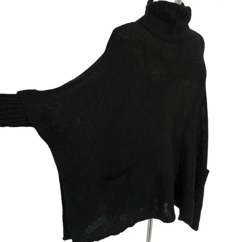 Cloth by Design Women's Turtleneck Poncho Sweater XS Extra Small Black NWT