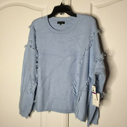 1.State Crew Neck Pullover Sweater XX-Large Blue Fringe 2XL NEW long sleeve