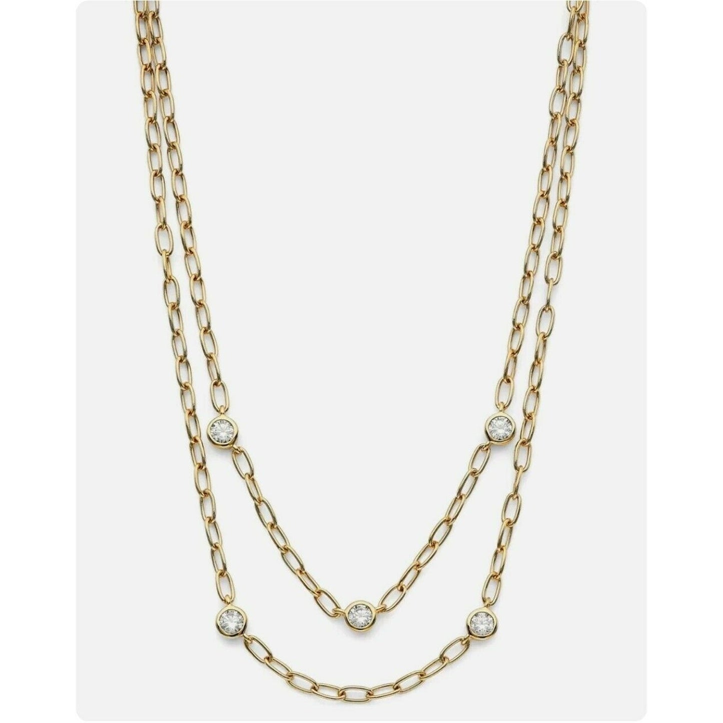 NADRI Ajoa Lynx Cubic Zirconia Layered Necklace up to 18" Gold-Plated MSRP $75