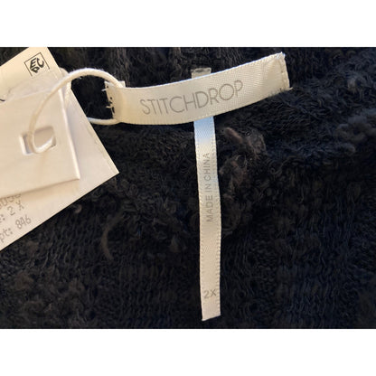 Stitchdrop Raw Edge Knit Pullover Sweater Top Size 2X Black NWT