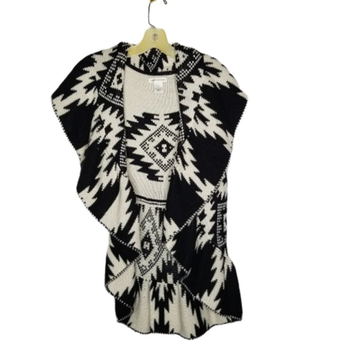 John Paul Richard Circle Cardigan Sweater Sleeveless Wh/blk TRIBAL Large folk