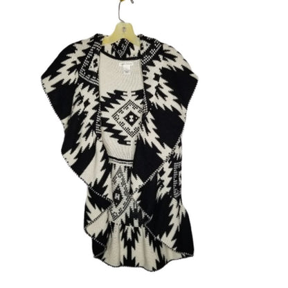 John Paul Richard Circle Cardigan Sweater Sleeveless Wh/blk TRIBAL Large folk