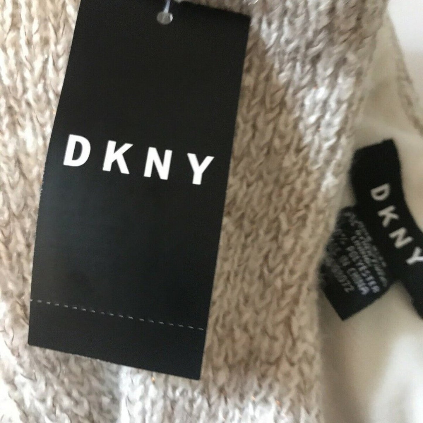 DKNY Fleece Lined Grey Headband Front Twist Hat Band