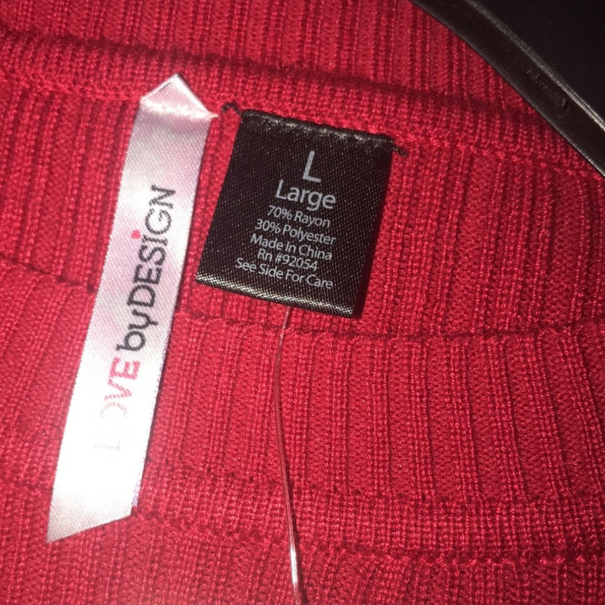 Love by Design NWT Red Skivvy Ribbed Sweater Large