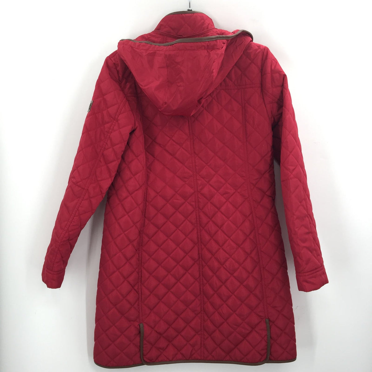 Lauren Ralph Lauren Quilted Hooded Puffer Coat Jacket Long Sleeve Red Size Small