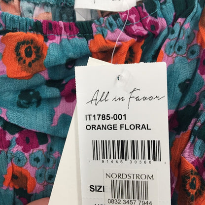 All in Favor large Womens Top Short sleeve Midriff Orange Floral Large