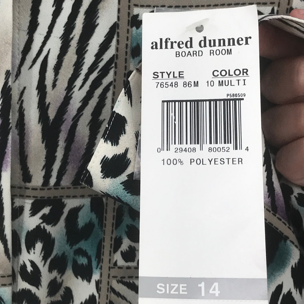 Alfred Dunner Women's Long Sleeves Button Up Shirt Top Animal Print Size 14 NWT