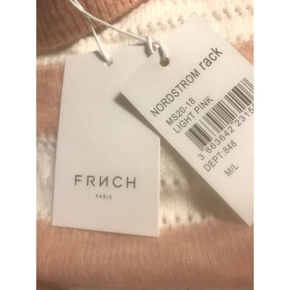 FRNCH Paris Nadiege Oversized crop Knit Striped Light Pink/White Sweater M/L