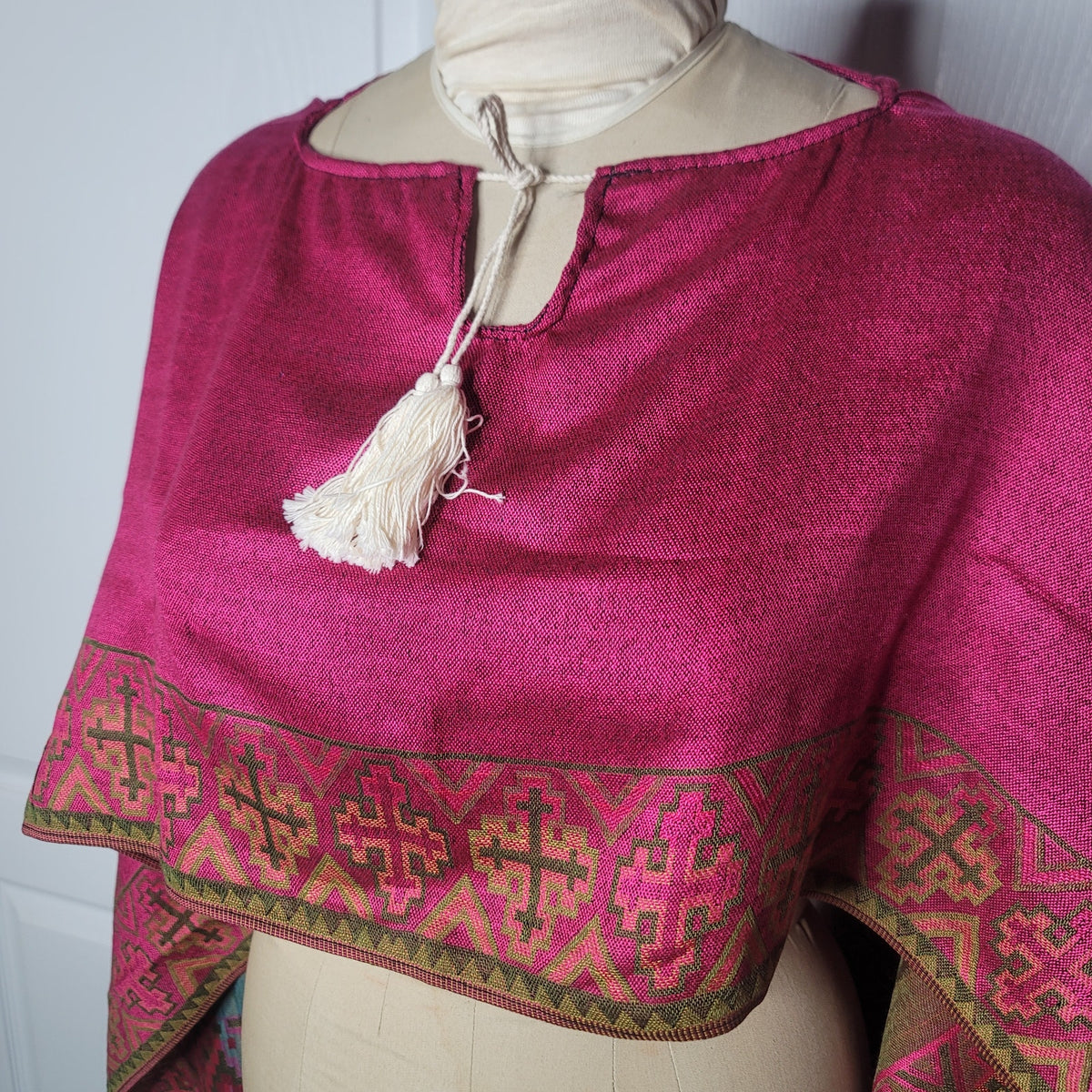 Boho hand-woven Poncho Bohemian Crop top Wrap Western Ethnic Clothing ONE SIZE