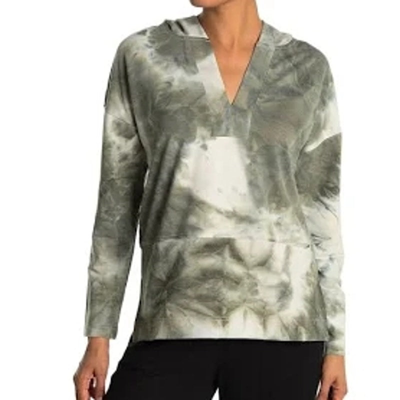 Melloday Womens Hoodie Sweatshirt Medium Olive Green Tie Dye NEW Pocket Hipster