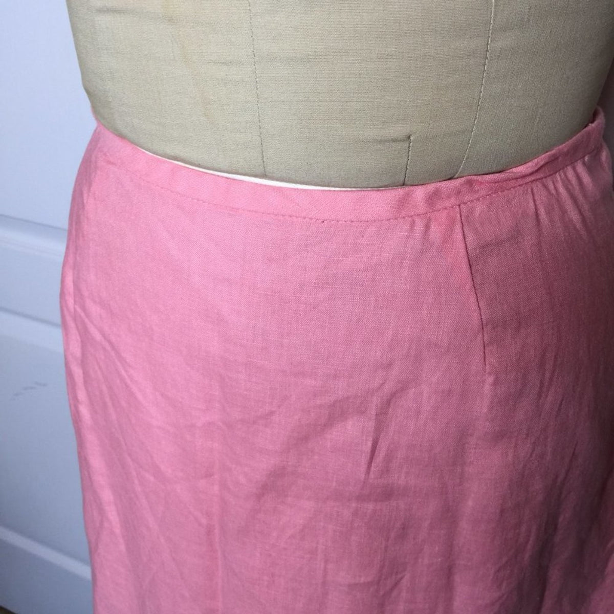 Relativity LINEN Casual Skirt Side Zip Solid Pink Size 14 Career Lined Maxi