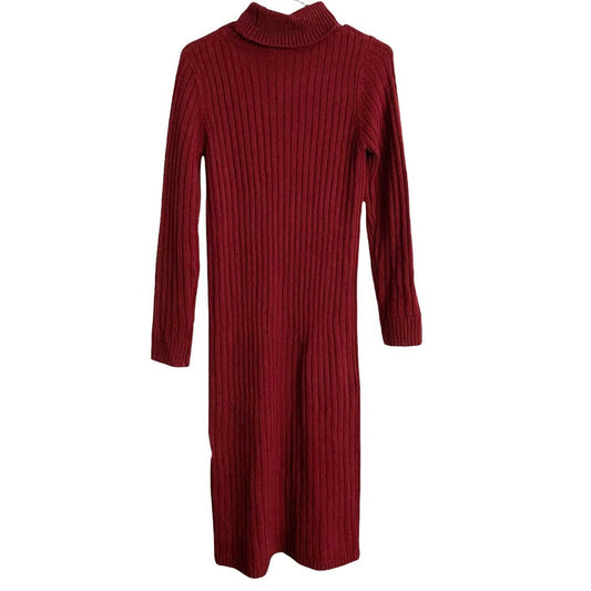 BB Dakota by Steve Madden Knit Turtleneck Midi Sweater Dress Sz Small Wine NWT
