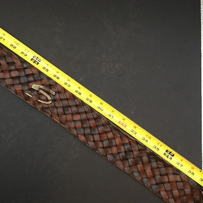SilverJeans braided wide leather NEW belt brass buckle Brass "S" Handmade Medium