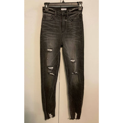 Sneak Peek Women's Frayed High Waist Skinny Boyfriend Jeans Size 1/W25 Black NWT
