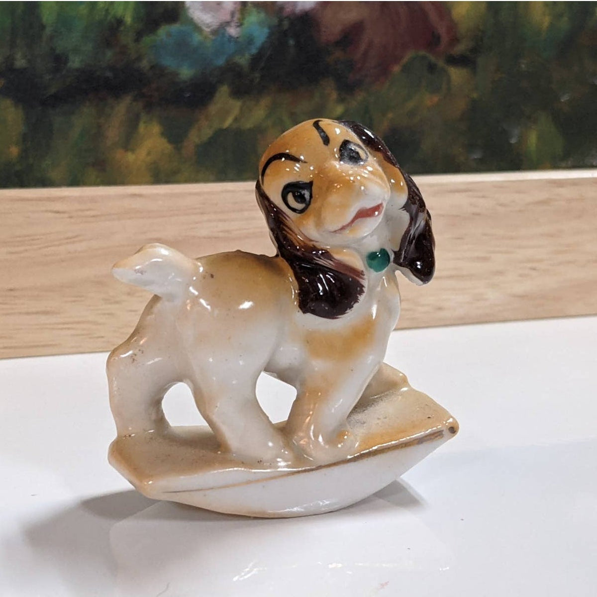 Vintage Lady Tramp Cocker Spaniel Dog Ceramic Rocking Horse Knick Knack JAPAN