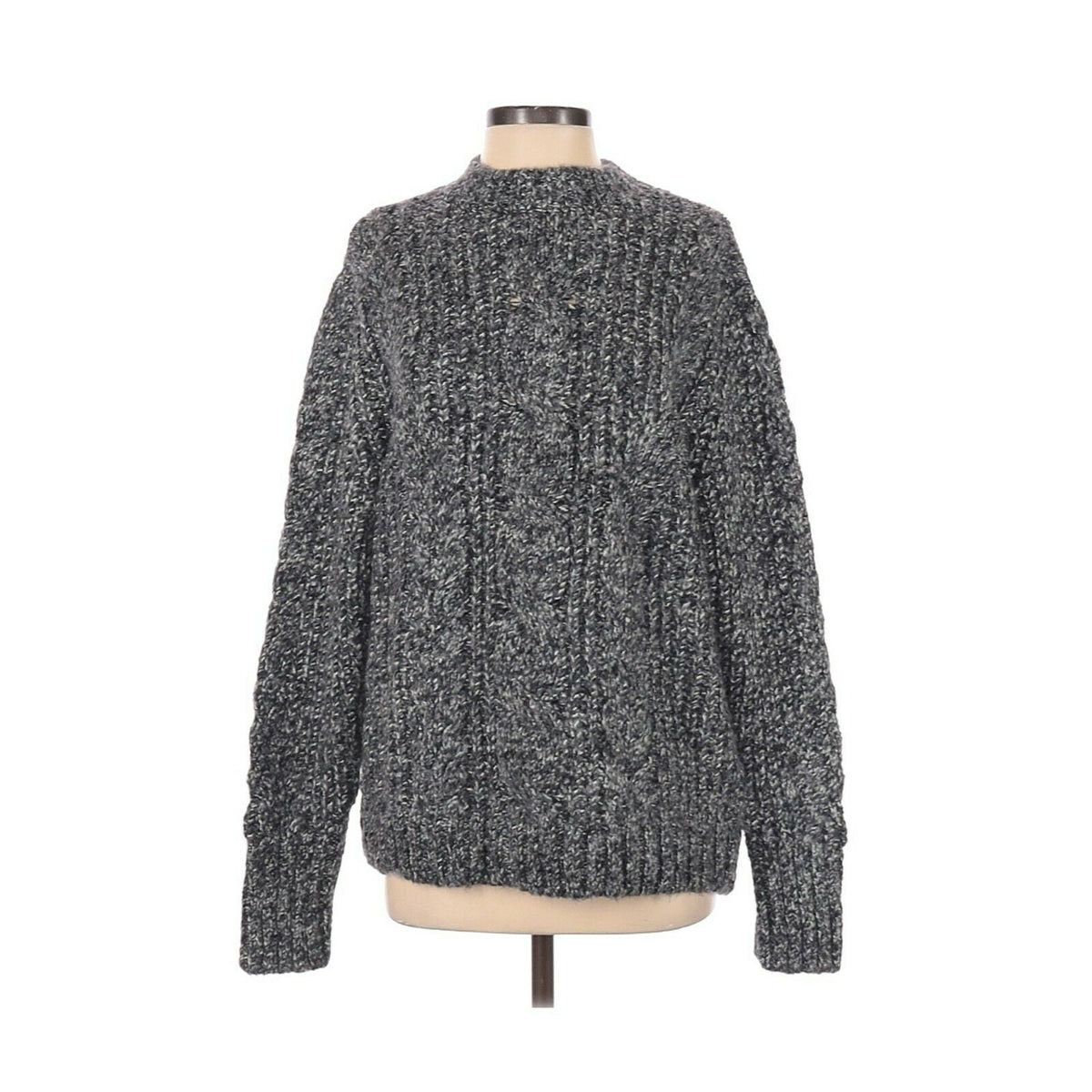 Topshop NWT Vertical Cable Knitted Pullover Sweater Gray Black Size 8-10