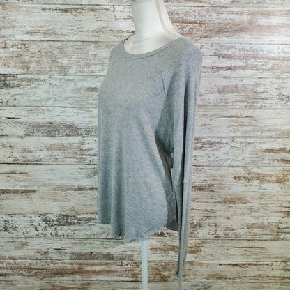 Abound Grey Porpoise Small Rib Knit Top NEW Scoop Neck Rounded Hem Long Sleeve