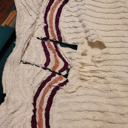Chenille Full Bedspread Florals NEEDS REPAIR Queen cutter crafts florals flower