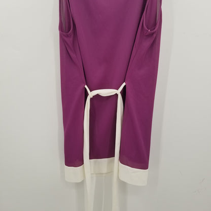Mary Barron VINtage 3 Piece Pajama Lounge Set Pants Top Robe Purple Cream MEDIUM