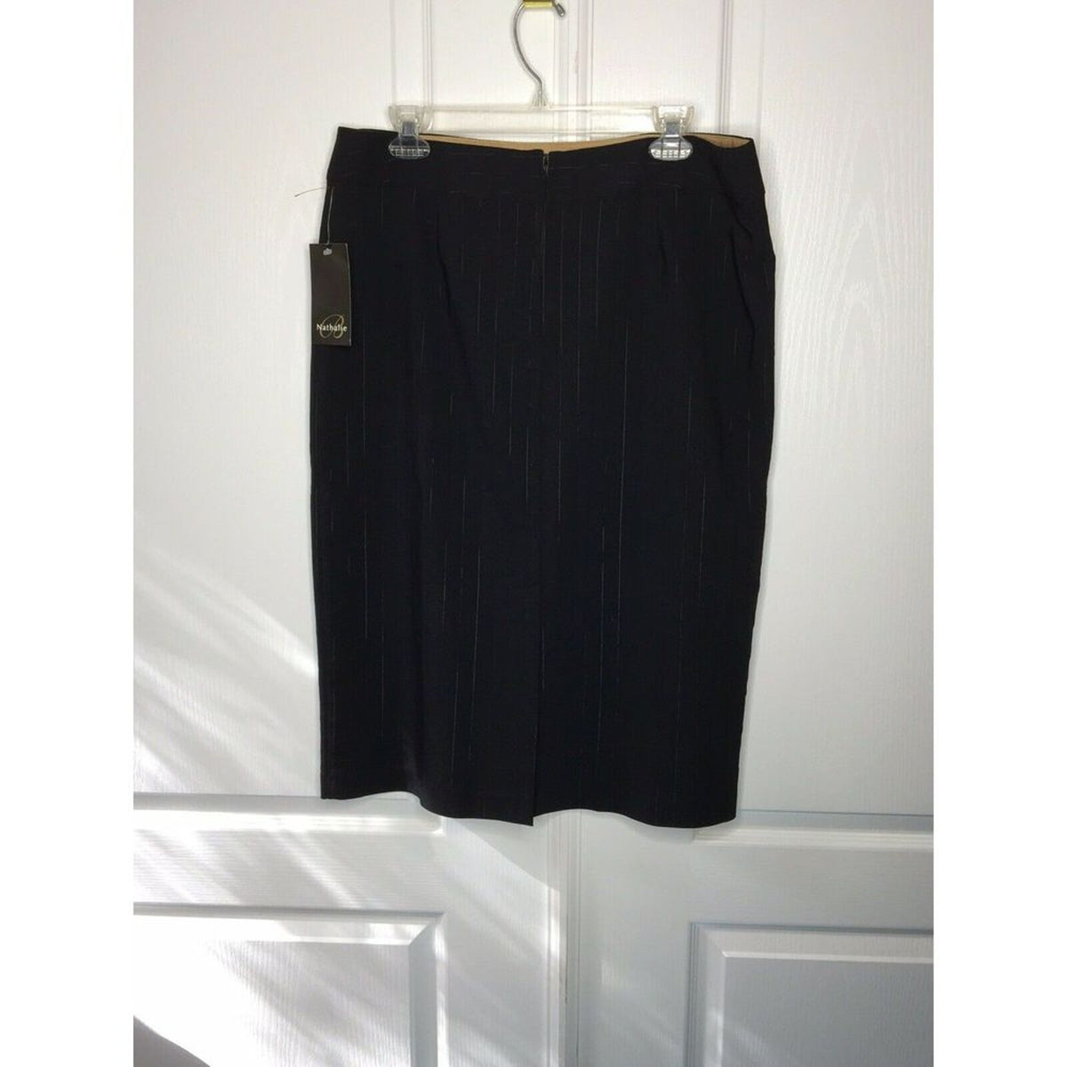 Nathalie B Black Striped Zip Pencil Skirt wiggle 15/16
