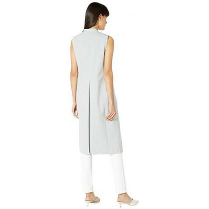 BCBGMAXAZRIA Longline Open Front Vest Coat Sleeveless Heather Gray Medium