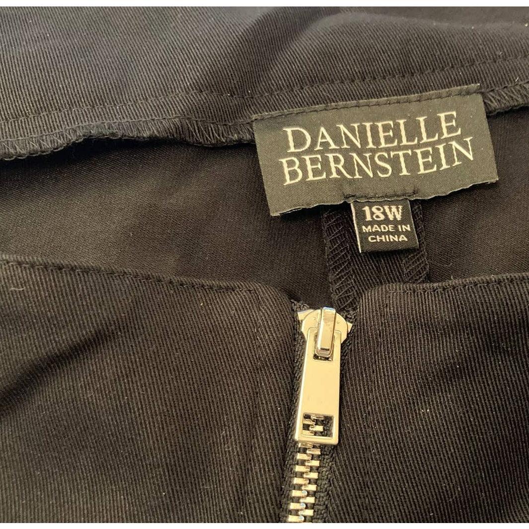 Danielle Bernstein Woven Exposed Zip-Front Bike Shorts Size 18W Black NWT