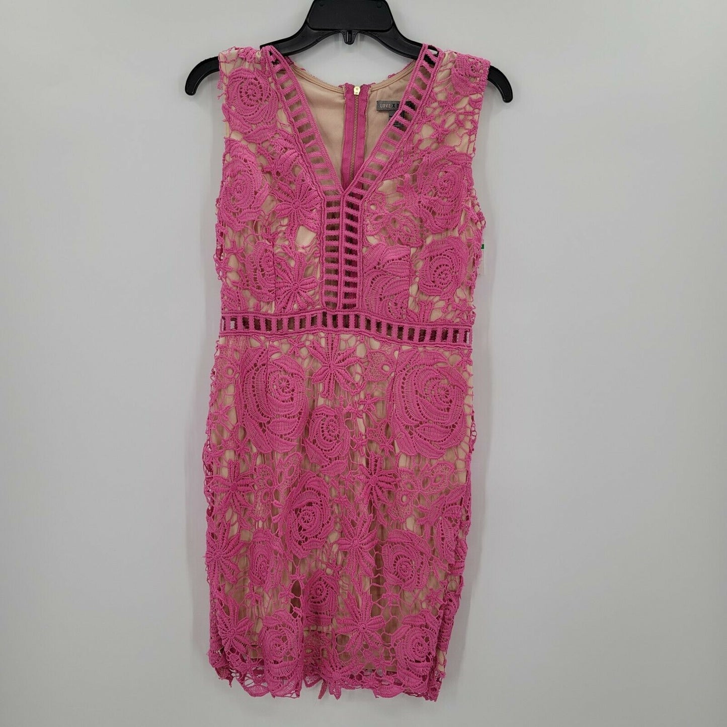 Love by Design Women's Lace & Lattice Midi Dress V-Neck Back Zip Morning Glory M