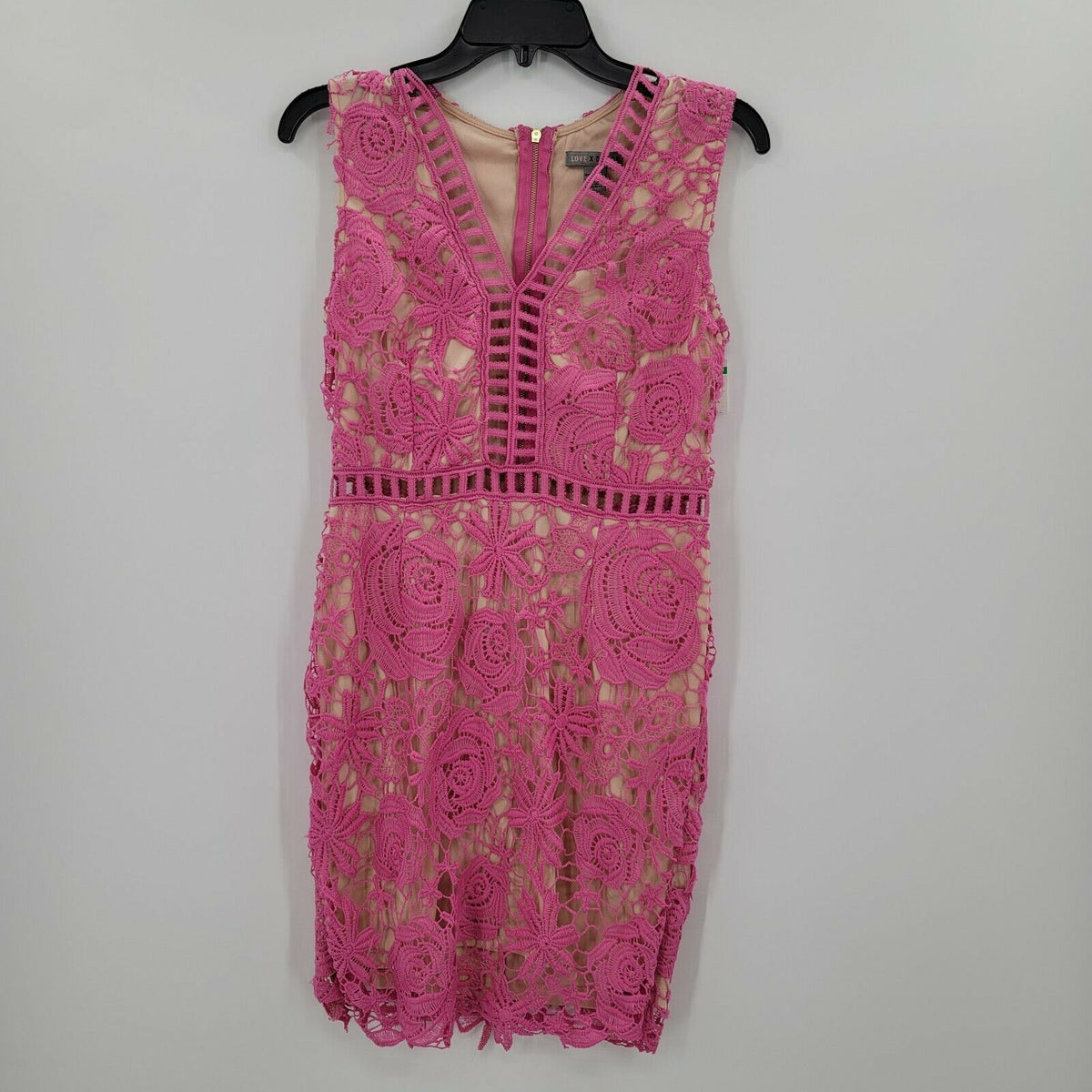 Love by Design Women's Lace & Lattice Midi Dress V-Neck Back Zip Morning Glory M