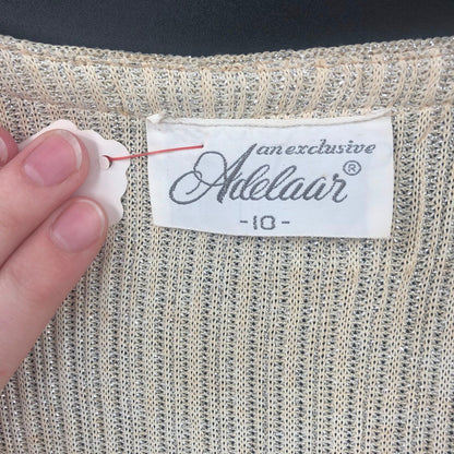 VINTAGE Adelaar 60s 2 Pc. Set Sleeveless Shirt Cardigan Silver Gold Size 10
