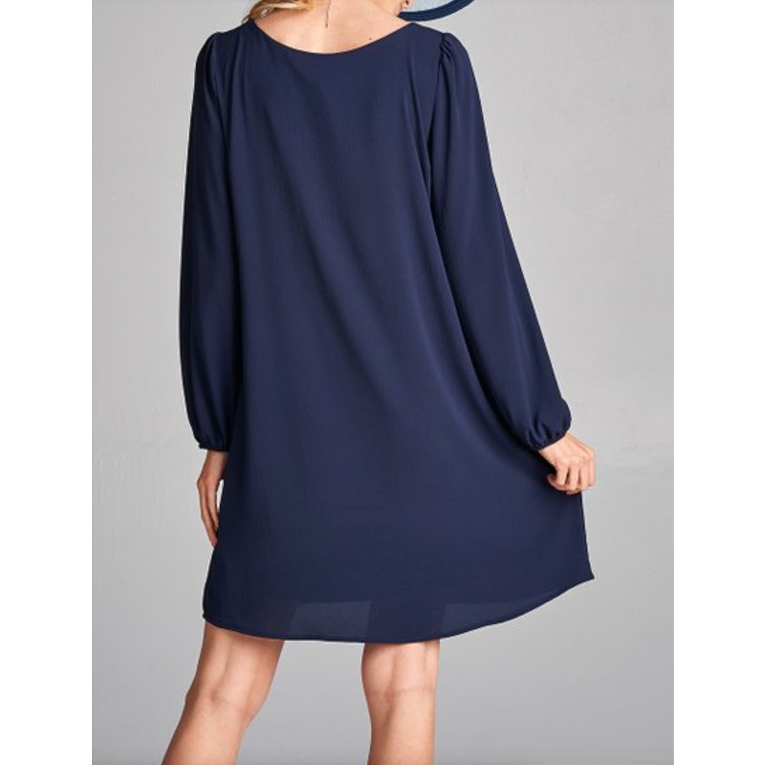 Love Kuza Navy Classic Crepe Shift A-line Dress Size Large